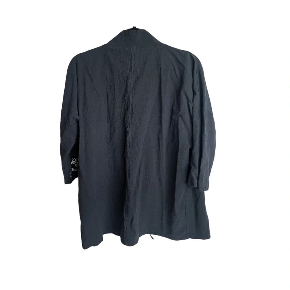 Lefitt‎ NEW Bird Embroidery Tie-Front Kimono Jacket